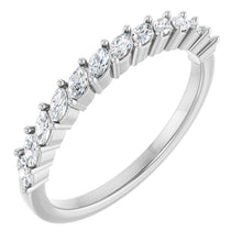 Load image into Gallery viewer, 14K White Gold Marquise Diamond Band