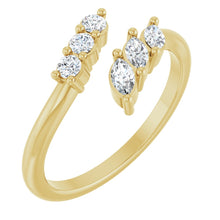 Load image into Gallery viewer, 14K Yellow Gold Marquise & Round Diamond Open Band