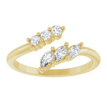 Load image into Gallery viewer, 14K Yellow Gold Marquise & Round Diamond Open Band