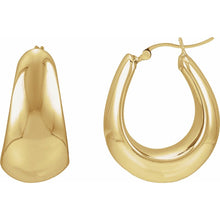 Load image into Gallery viewer, 14K Yellow Gold Puff Hoop Earrings