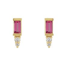 Load image into Gallery viewer, 14K Rose Gold Natural Pink Tourmaline & Natural Diamond Earrings
