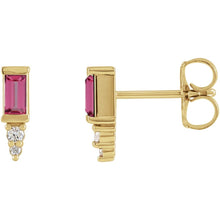 Load image into Gallery viewer, 14K Rose Gold Natural Pink Tourmaline & Natural Diamond Earrings