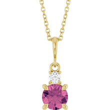 Load image into Gallery viewer, 14K Yellow Gold Pink Tourmaline & Diamond Necklace
