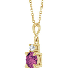 Load image into Gallery viewer, 14K Yellow Gold Pink Tourmaline & Diamond Necklace