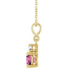 Load image into Gallery viewer, 14K Yellow Gold Pink Tourmaline & Diamond Necklace