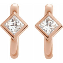 Load image into Gallery viewer, 14K Rose Gold Natural Diamond Huggie Hoop Earrings