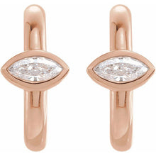 Load image into Gallery viewer, 14K Rose Gold Marquise Diamond Huggie Hoop Earrings