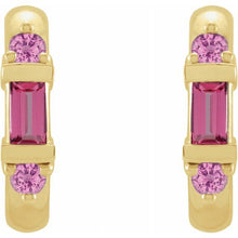 Load image into Gallery viewer, 14K Yellow Gold Natural Pink Tourmaline & Natural Pink Sapphire Earrings
