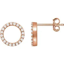 Load image into Gallery viewer, 14K Rose Gold Round Diamond Halo Earrings