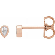 Load image into Gallery viewer, 14K Rose Gold Pear Shape Diamond Studs
