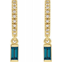 Load image into Gallery viewer, 14K Yellow Gold Natural London Blue Topaz Baguette Earrings
