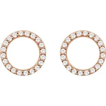 Load image into Gallery viewer, 14K Rose Gold Round Diamond Halo Earrings