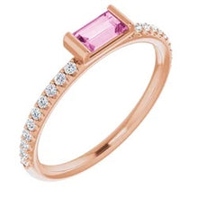 Load image into Gallery viewer, 14K Rose Gold Natural Pink Sapphire Stacking Ring