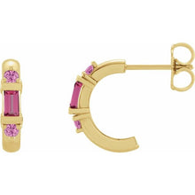 Load image into Gallery viewer, 14K Yellow Gold Natural Pink Tourmaline & Natural Pink Sapphire Earrings