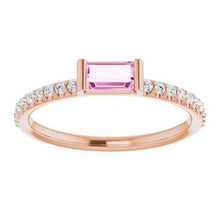Load image into Gallery viewer, 14K Rose Gold Natural Pink Sapphire Stacking Ring