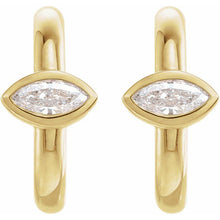 Load image into Gallery viewer, 14K Yellow Gold Marquise Diamond Huggie Hoops