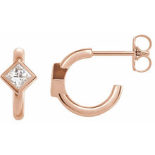 Load image into Gallery viewer, 14K Rose Gold Natural Diamond Huggie Hoop Earrings