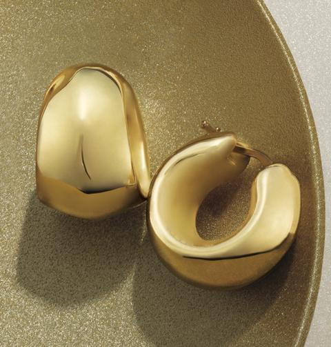 14K Yellow Electroform Tapered Hoop Earrings