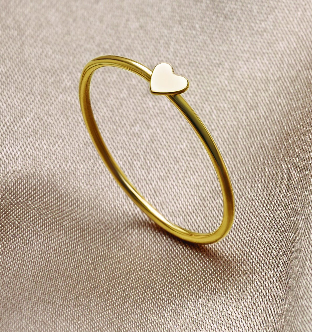 14K Yellow Gold Heart Shape Stacking Ring