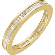 Load image into Gallery viewer, 14K Yellow Gold Channel Set Baguette Diamond Eternity Band

