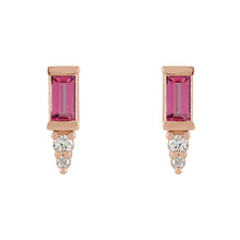 Load image into Gallery viewer, 14K Rose Gold Natural Pink Tourmaline &amp; Natural Diamond Earrings
