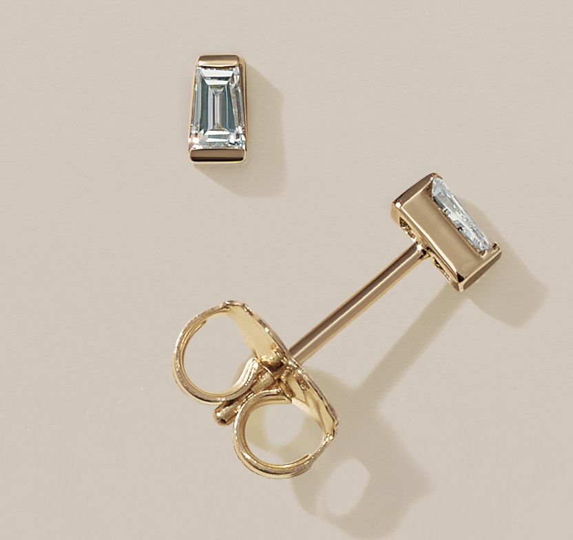 14K Yellow Gold Baguette Studs