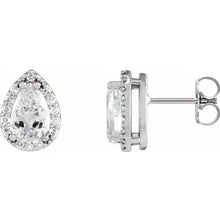 Load image into Gallery viewer, 14K White Gold Pear Natural Diamond Halo-Style Earrings
