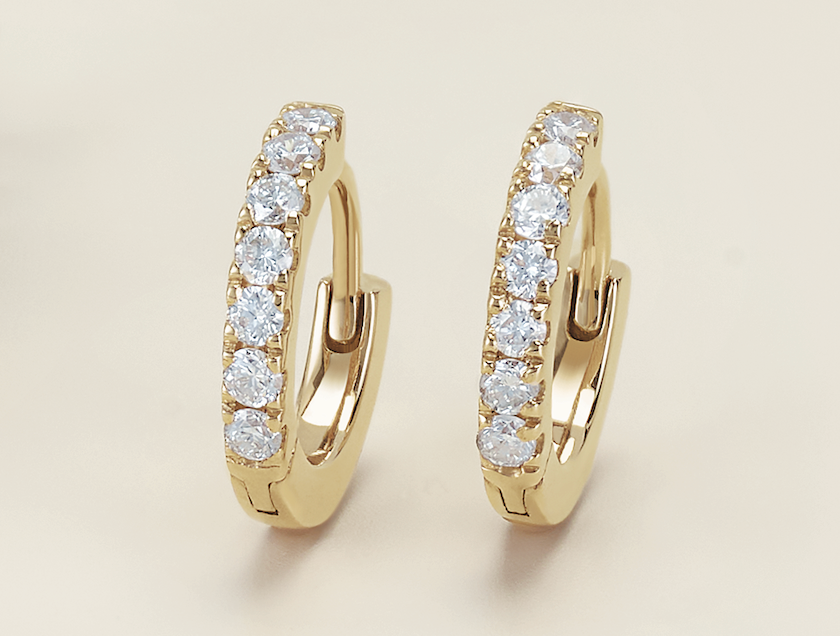 14K Yellow Gold Lab-Grown Diamond Hoop Earrings