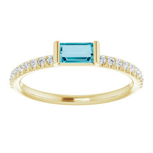 Load image into Gallery viewer, 14K Yellow Gold Blue Topaz &amp; Diamond Ring
