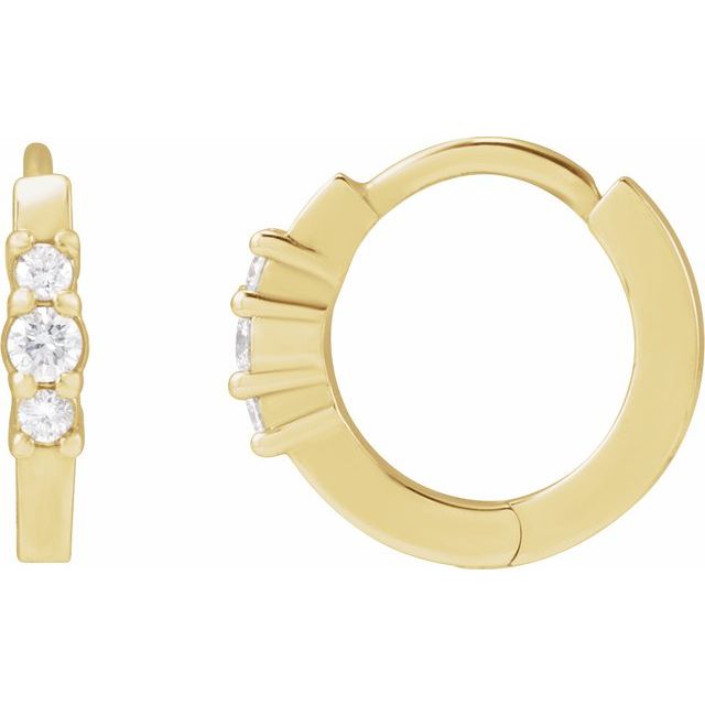 14K Yellow Gold Natural Diamond Hinged Hoop Earrings