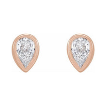 Load image into Gallery viewer, 14K Rose Gold Pear Shape Diamond Studs
