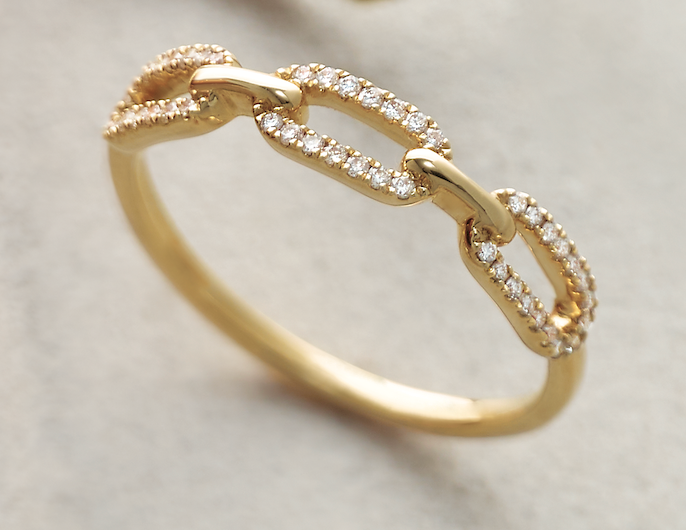 14K Yellow Gold Diamond Chain Band