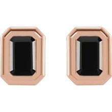 Load image into Gallery viewer, 14K Rose Gold Bezel Set Onyx Studs
