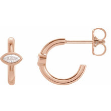 Load image into Gallery viewer, 14K Rose Gold Marquise Diamond Huggie Hoop Earrings
