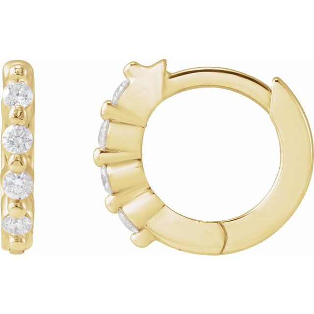 14K Yellow Gold Diamond Hinged hoop Earrings